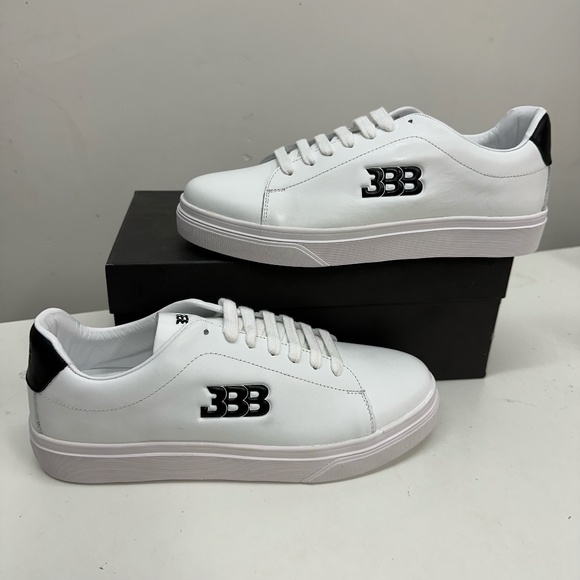 ~New W/ Box! Mens Big Baller Brand Embossed Leather Classic White Luxury Sneaker - Picture 1 of 6